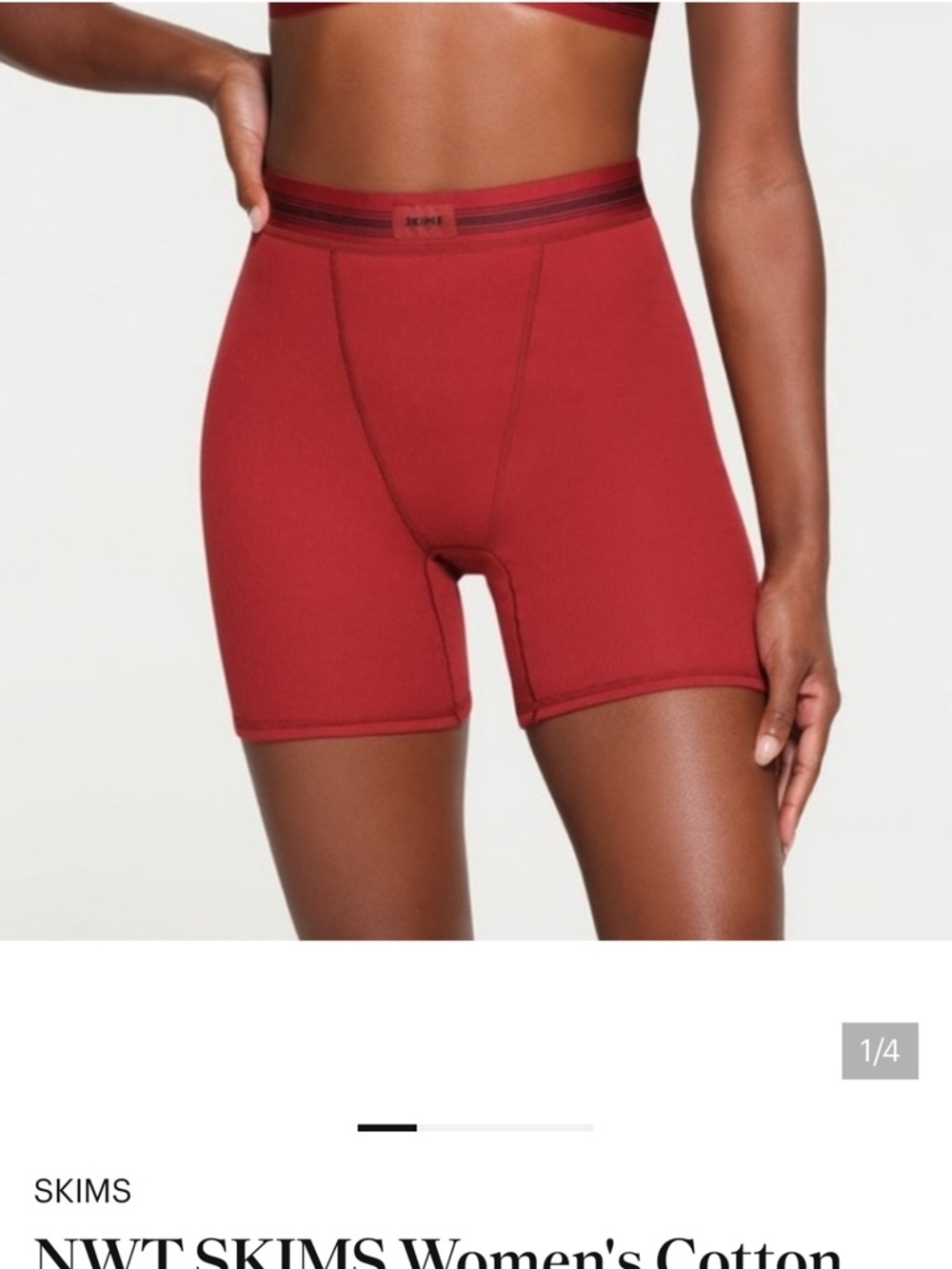 SKIMS Ribbed High-Rise Bike Shorts and top in brick NWT